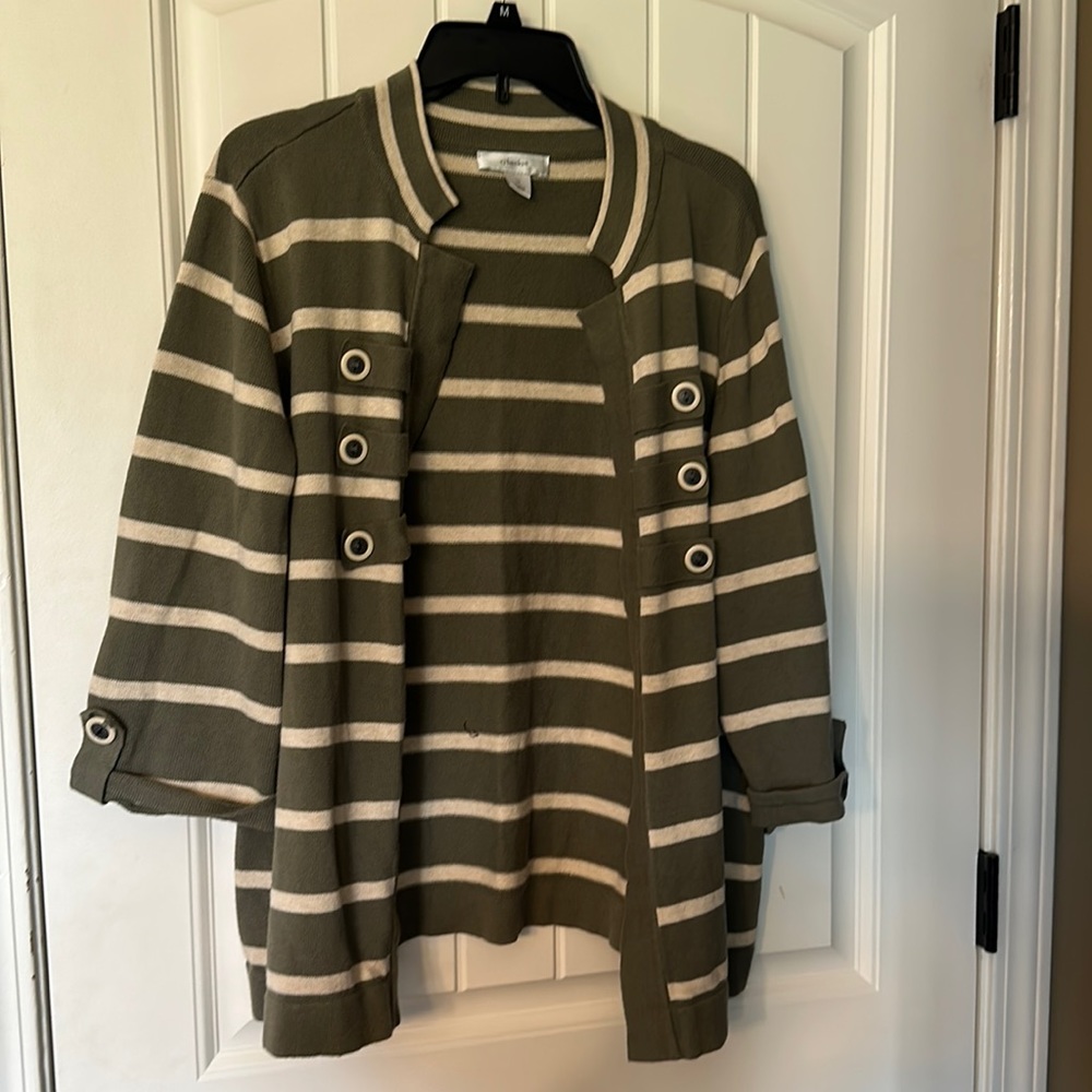 Ladies Olive and tan sweater CJ Banks 1X